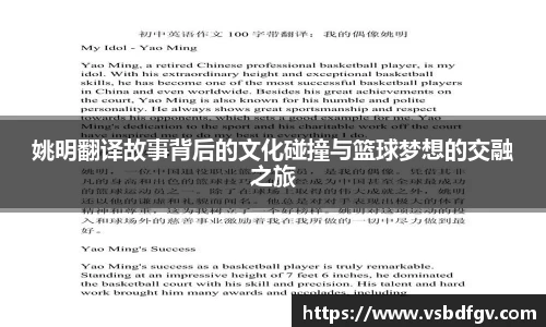 姚明翻译故事背后的文化碰撞与篮球梦想的交融之旅